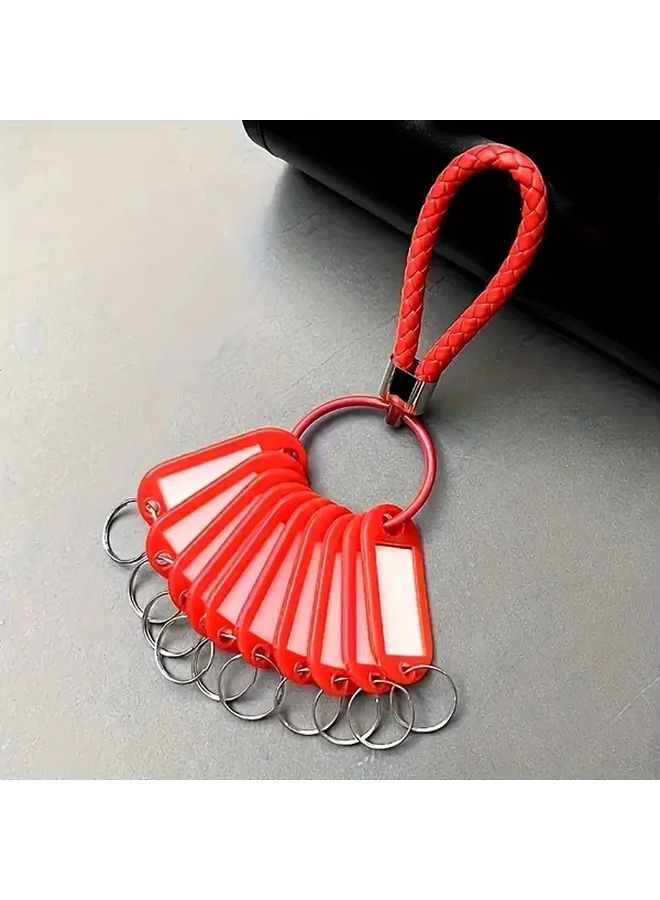 10pcs Rose Red Key Tags With Durable PP Key Organizer And Braided Lanyard For Visual Organization - Image 5